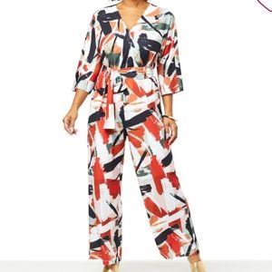 Everyday Jones by Madeline Jones large pants jumpsuit large spice/fire print